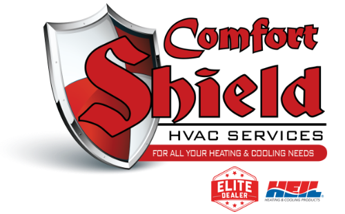 Comfort Shield logo with Heil Elite Dealer tag