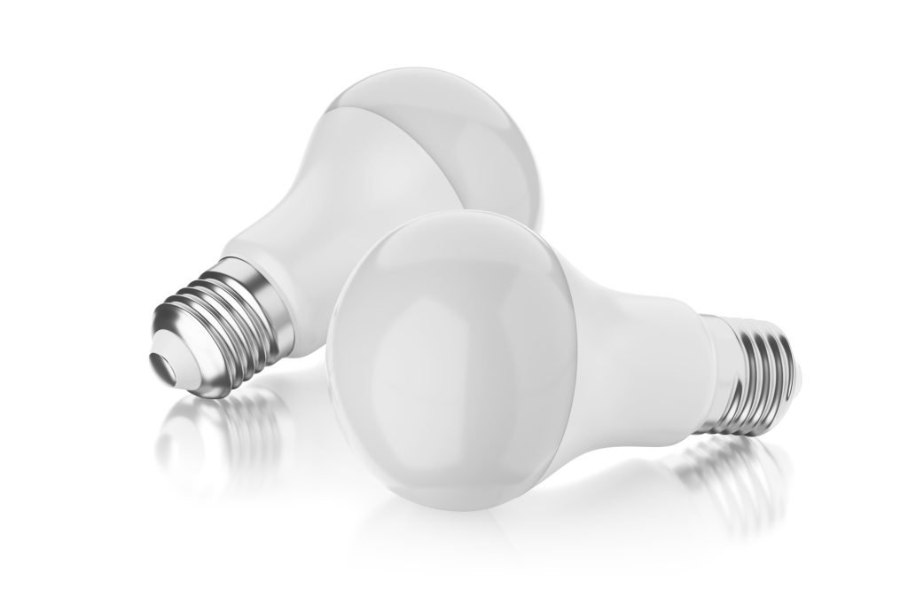 LED bulb isolated on white. 3D rendering illustration.